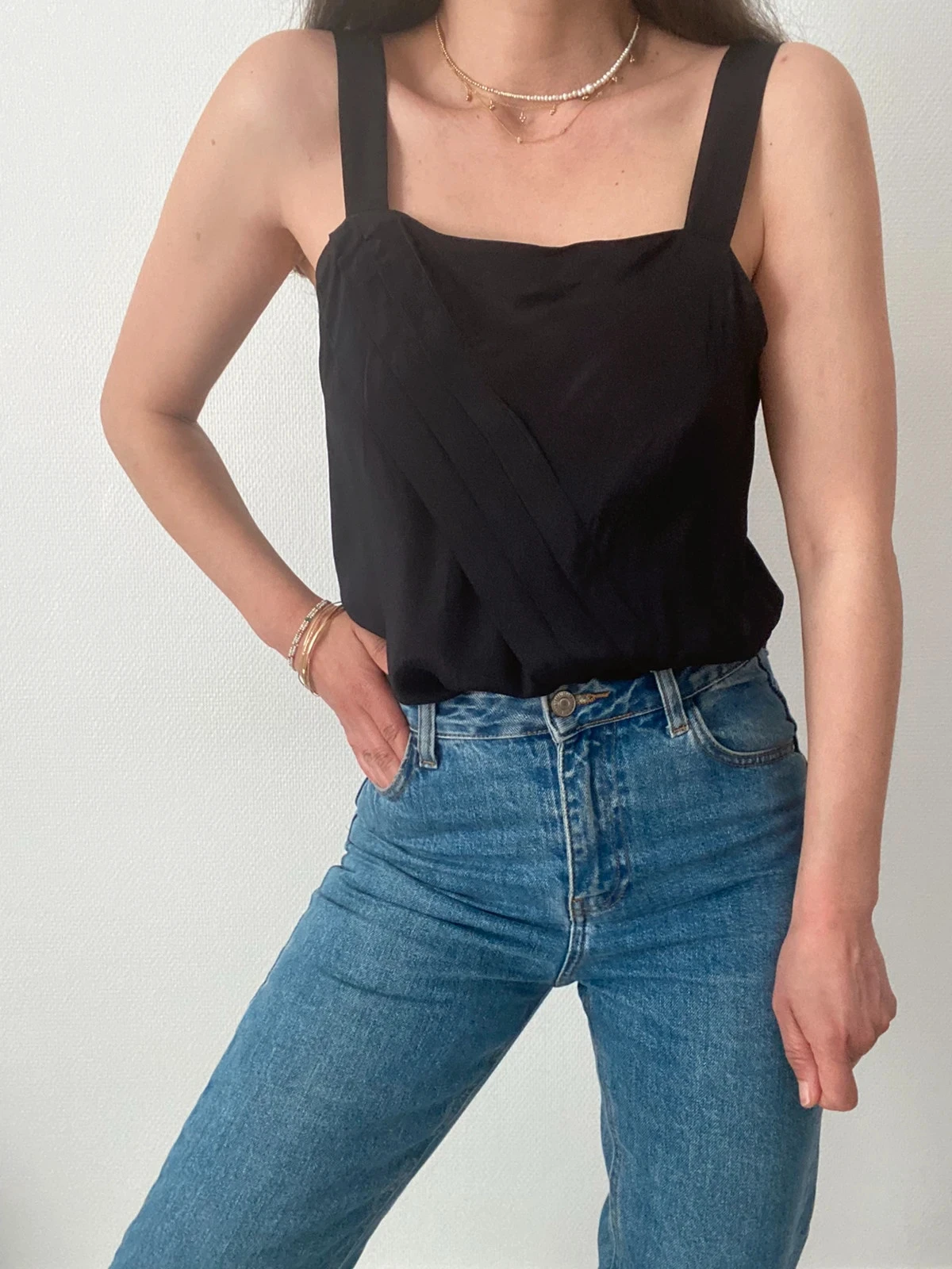 🌺Top met schouderbanden in retrostijl met plooien – photo 6